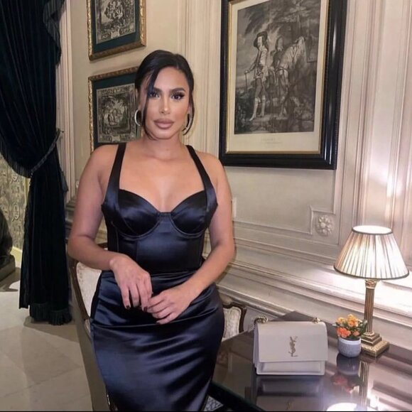 Black Satin Corset Dress - Picture 3 of 8